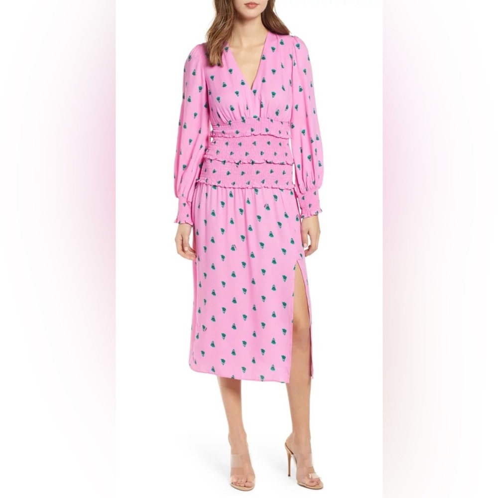 AFRM Hazel Abstract Print Smocked Midi Dress - XS